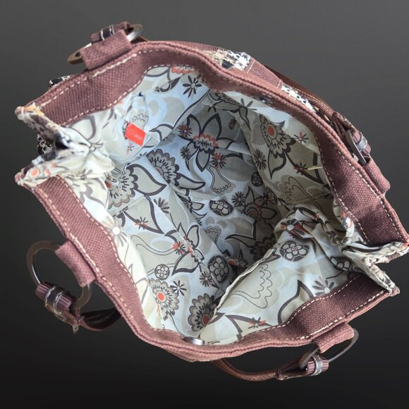 Y2K Brown Tweed Shoulder Bag Large Canvas Academia Fall Autumn Downtown Girl - Picture 11 of 13